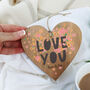 Personalised Love You Wooden Hanging Heart, thumbnail 7 of 9