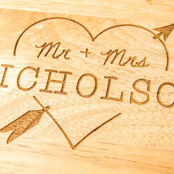 Personalised Wedding Cheese Board Set 'Heart And Arrow', 4 of 7