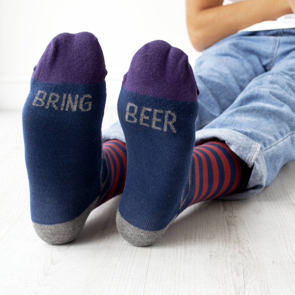 Bring Beer Patterned Slogan Socks By Solesmith | notonthehighstreet.com