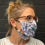 Roses And Rainbows Fabric Pleated Face Mask, thumbnail 1 of 6