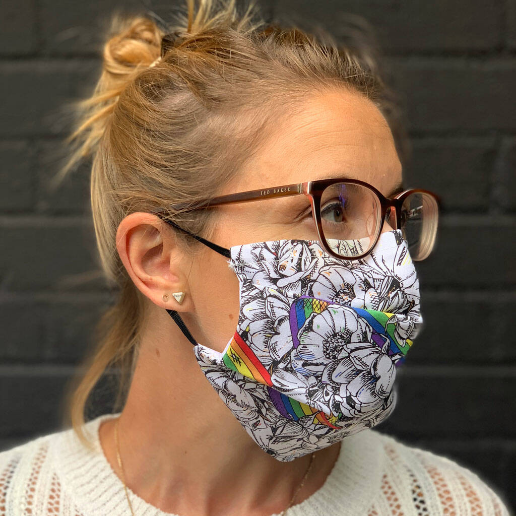 Roses And Rainbows Fabric Pleated Face Mask, 1 of 6