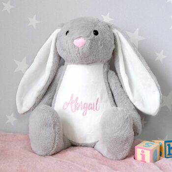 Personalised Grey Bunny Soft Toy, 6 of 6