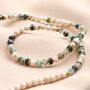 Gold Steel Green Semi Precious Stone Beaded Necklace, thumbnail 1 of 4