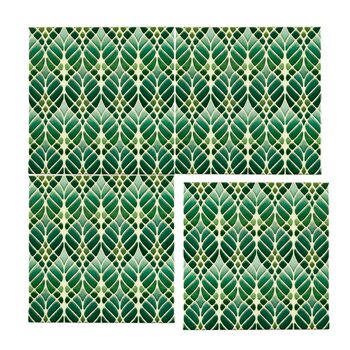 Art Nouveau Green Ceramic Handprinted Tile, 8 of 11
