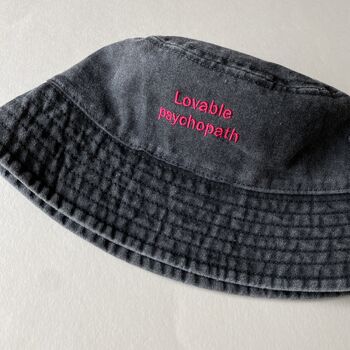 Personalised Slogan Vintage Denim Bucket Hat, 7 of 12