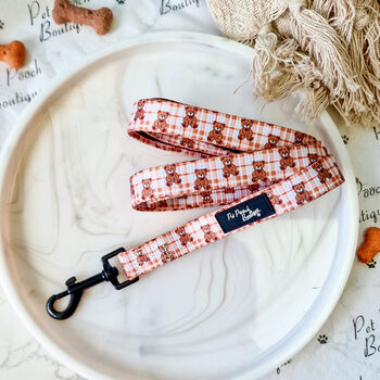 Vintage Bear Gingham Dog Collar With Optional Set, 5 of 11