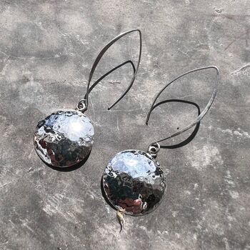 Matt Finish Drop Disc Earrings In Sterling Silver, 5 of 7