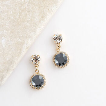 Jet Hematite Swarovski Crystal Snow Drop Earrings, 3 of 3