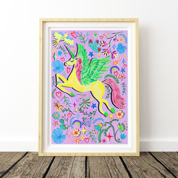 Yellow And Purple Unicorn Print, 4 of 11