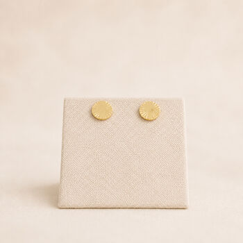 5mm Gold Plated Sterling Silver Textured Disc Stud Earrings, 3 of 8
