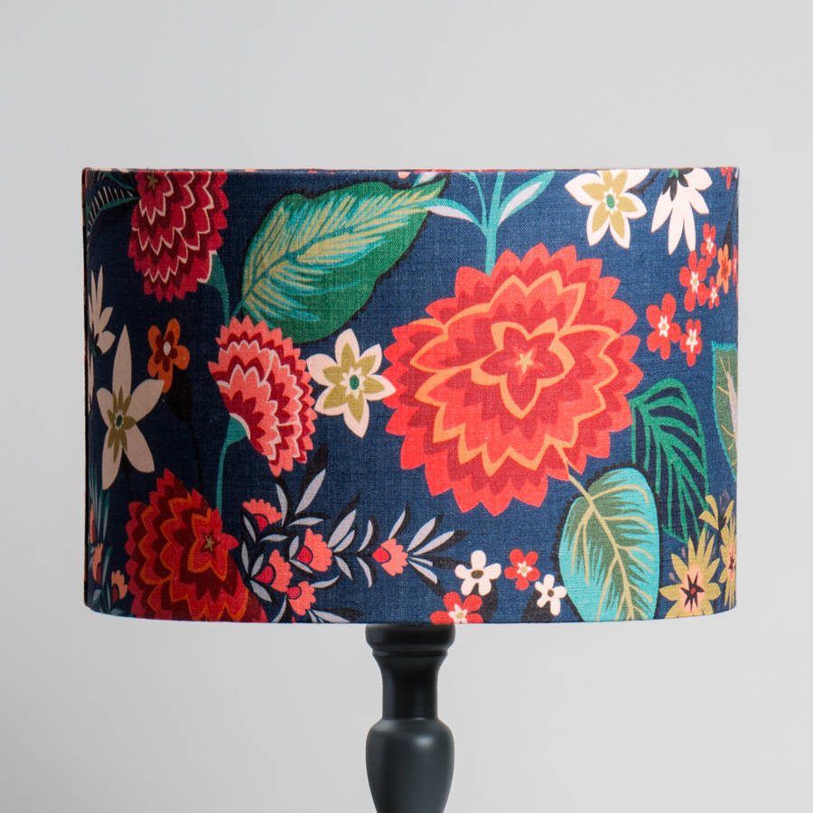 Large Carnation Floral Linen Lampshade By Winter's Moon