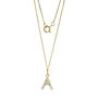 9ct Yellow Solid Gold Cubic Zirconia Initial Necklace, thumbnail 2 of 9