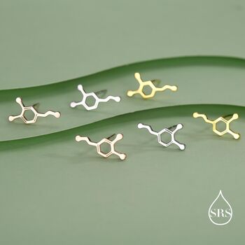 Happiness Molecules Dopamine Stud Earrings In Sterling Silver, 6 of 12