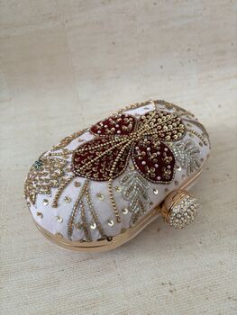 Light Pink Floral Oval Clutch, 6 of 11