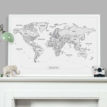 Personalised White Pinboard World Map, 3 of 12