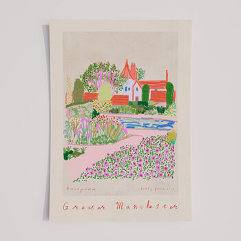 Rhs Garden Bridgewater Painted Scene Manchester Floral Landmark Print, 6 of 7