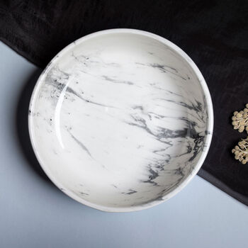 Marble Effect Round Multi Purpose Porcelain Salad Bowl, 4 of 4