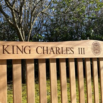 King Charles Engraved Coronation Bench, 4 of 8