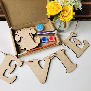 Paint Your Own Name Bunting Letterbox Craft Kit, 2 of 4