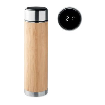 Insulated Bamboo Vacuum Flask With Thermometer, 3 of 5