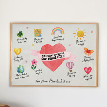 Personalised Reasons Why We Love Our Auntie Print, 2 of 3