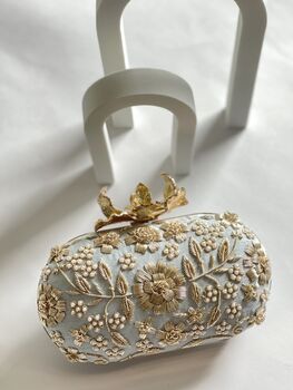 Ice Blue Roselyn Embroidered Clutch, 4 of 5