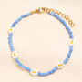 Stainless Steel Beaded Daisy Bracelet In Blue Or Pink, thumbnail 1 of 3