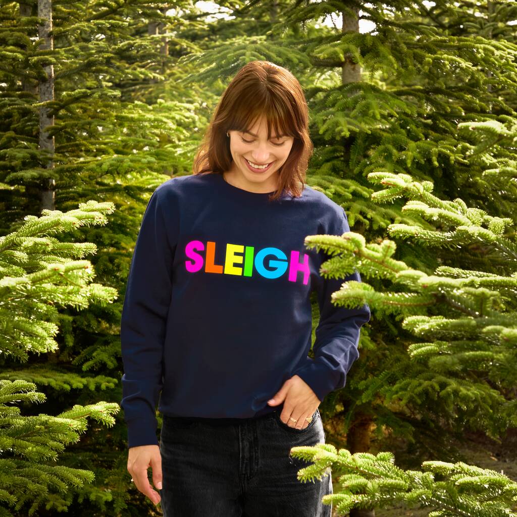 Neon Rainbow Sleigh Christmas Sweatshirt Jumper, 1 of 5