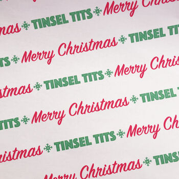 Funny Tinsel Tits Christmas Wrapping Paper, 4 of 5