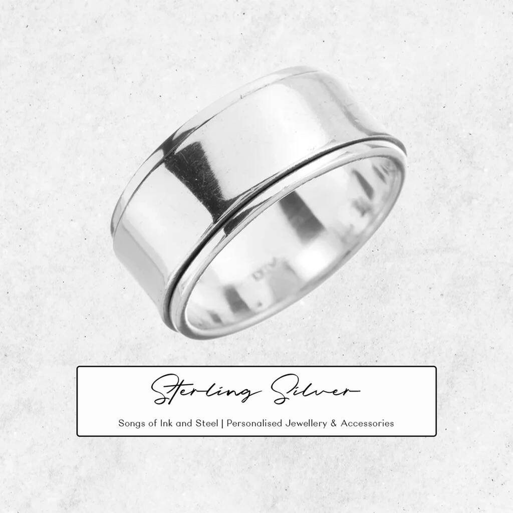 Personalised Heavy Sterling Silver Wide Spinner Ring, 1 of 7