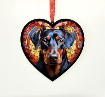 Doberman Stained Glass Effect Heart Suncatcher, 3 of 3