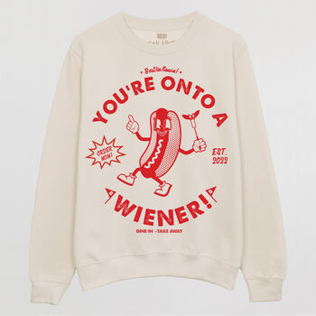 You’re Onto A Wiener Women’s Hot Dog Graphic Sweatshirt, 2 of 3