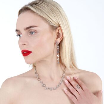 925 Sterling Silver Art Deco Halo Drop Earrings, 6 of 6