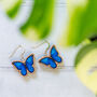 Blue Morpho Butterfly Wooden Earrings, thumbnail 1 of 10
