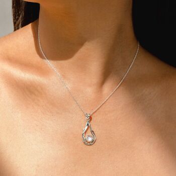 Teardrop Sterling Silver Rainbow Moonstone Pendant, 2 of 6