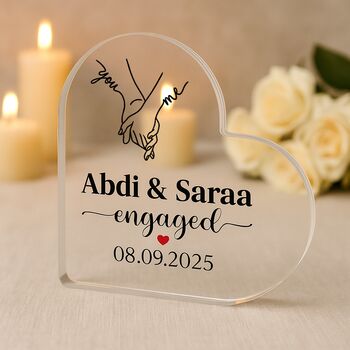 Personalised Engaged Acrylic Heart Plaque With Dates, 8 of 12