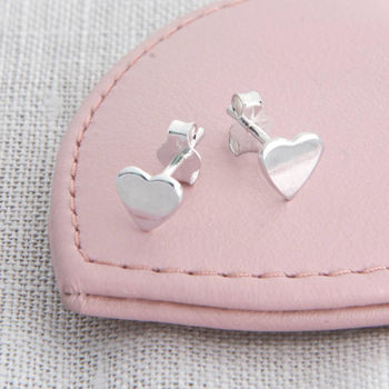 Sterling Silver Tiny Heart Stud Earrings, 2 of 6
