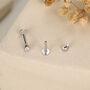 Sterling Silver Tiny Teardrop Cz 16 G Flat Back Labret Earrings, thumbnail 4 of 11