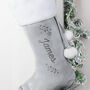 Personalised Holly Grey Luxury Christmas Stocking, thumbnail 3 of 3