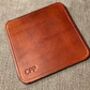 Personalised Stamped Leather Coaster, Spanish Brown, thumbnail 1 of 12