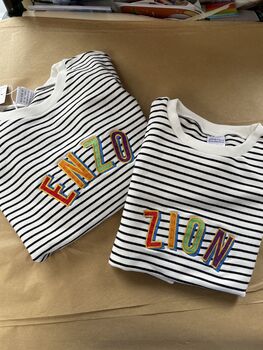Tricolour Personalised Striped Slouch Sweatshirt, 3 of 4