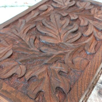 Oak Leaf Floral Carved Wooden Box, 7 of 10