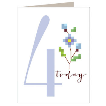 Mini Cross Stitch 4th Birthday Card, 2 of 5