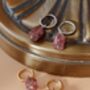 Strawberry Quartz Lily Twisted Huggie Hoop Earrings, thumbnail 8 of 11