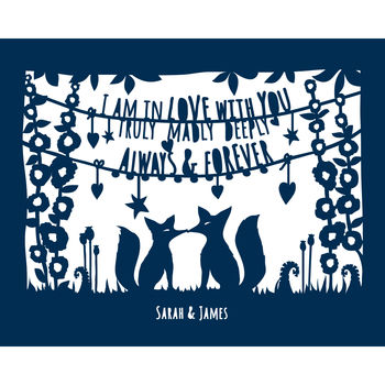 Truly, Madly, Deeply Fox Valentine's Print Or Papercut, 4 of 8
