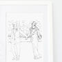 Hand Drawn Bride And Groom Sketch, thumbnail 10 of 10