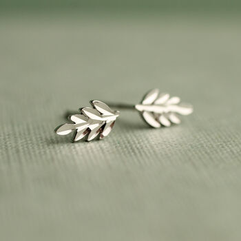 Silver Fern Leaf Stud Earrings, 4 of 8