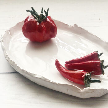 Gifts For Cooks: Ceramic Chillies And Tomato Dish, 4 of 6