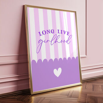 Purple Long Live Girlhood Nursery Print, 4 of 8