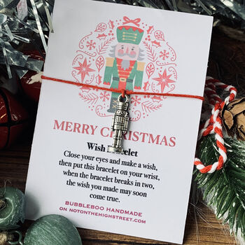 Wish Bracelet With Nutcracker Charm. Merry Christmas Message, 4 of 5